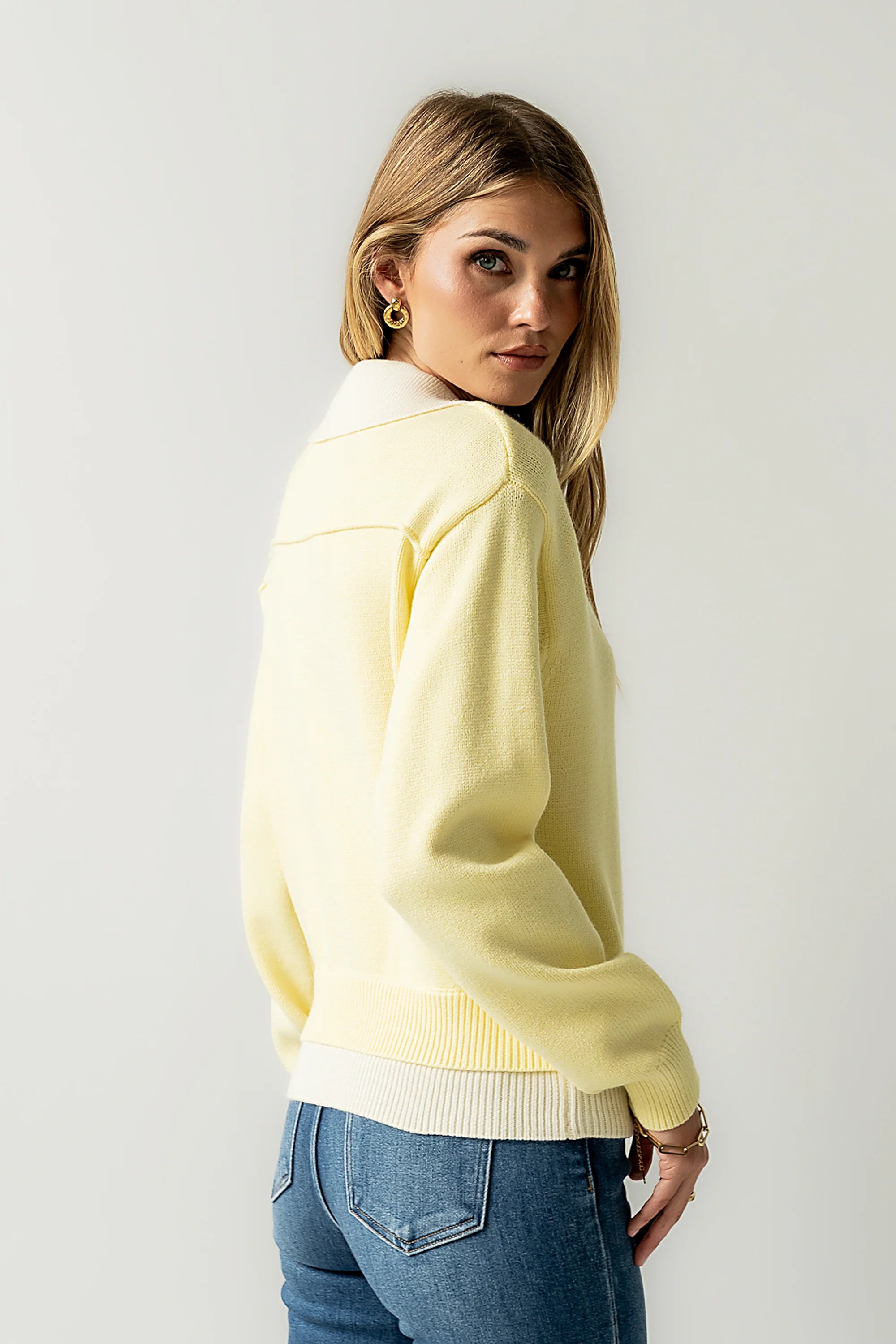 Pattie Collared Sweater in Yellow