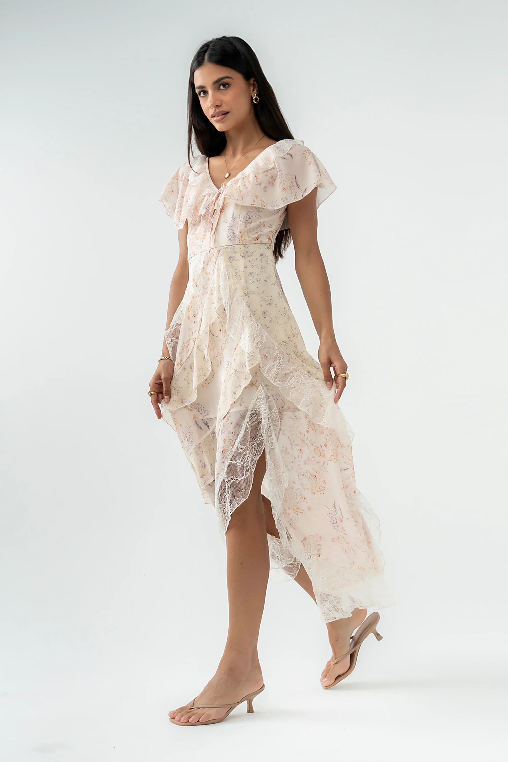 Kora Ruffle Maxi Dress in Yellow