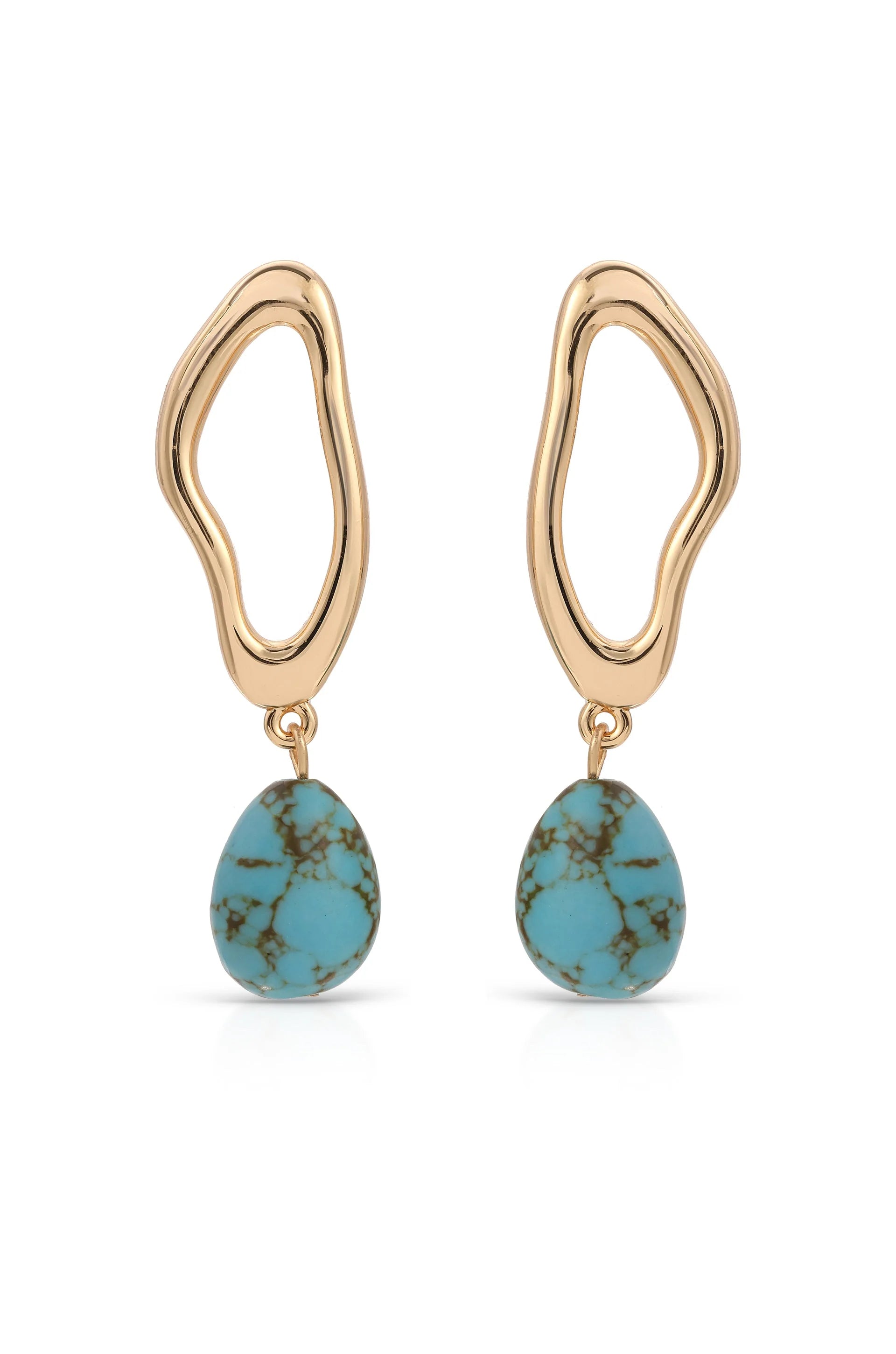 Open Circle Turquoise Dangle Earrings