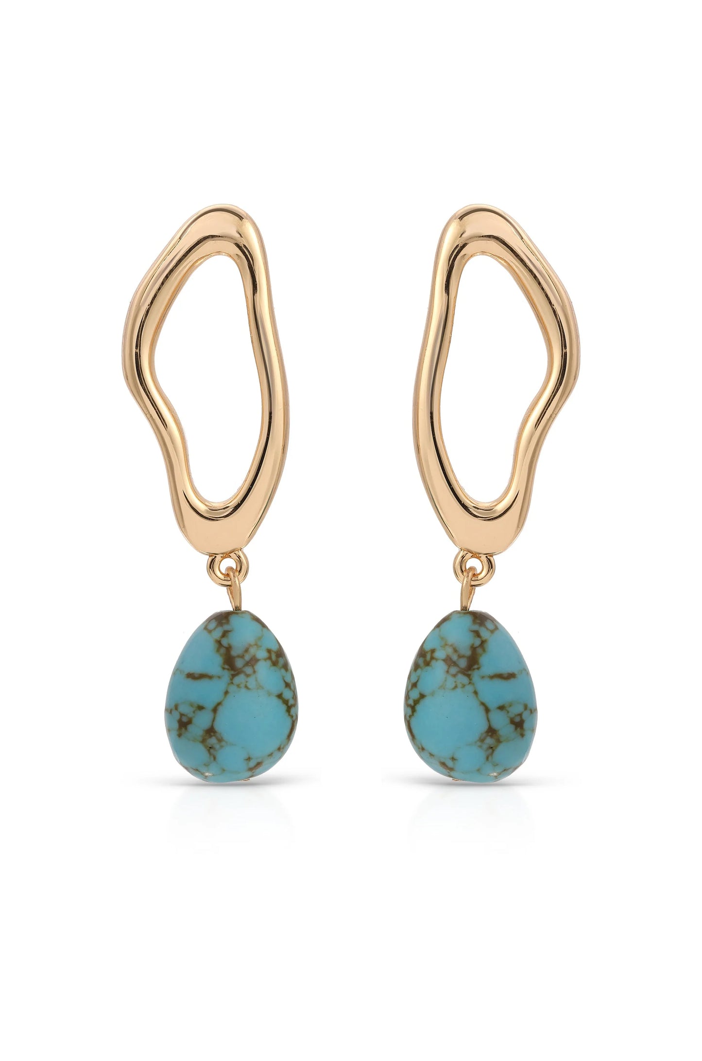 Open Circle Turquoise Dangle Earrings