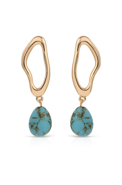 Open Circle Turquoise Dangle Earrings