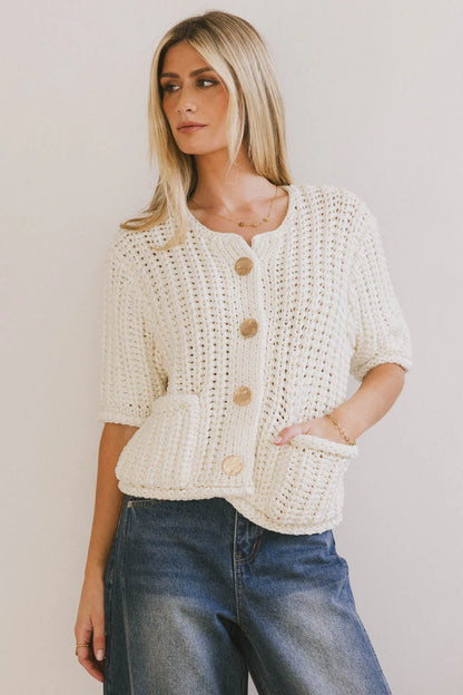 Brenda Knit Cardigan in Ivory FINAL SALE