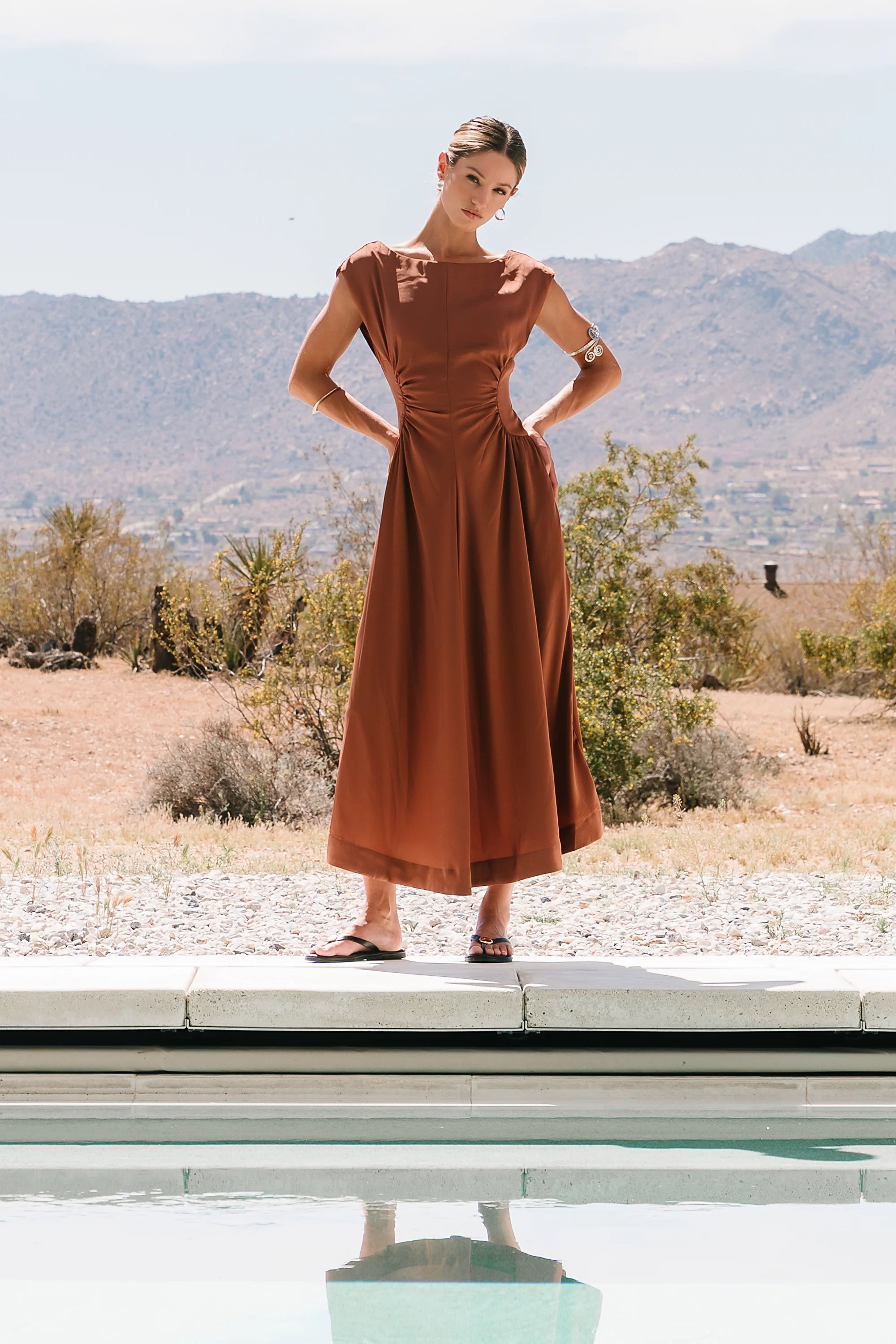 Nora Midi Dress in Terracotta
