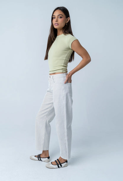 Tilly Striped Barrel Jeans