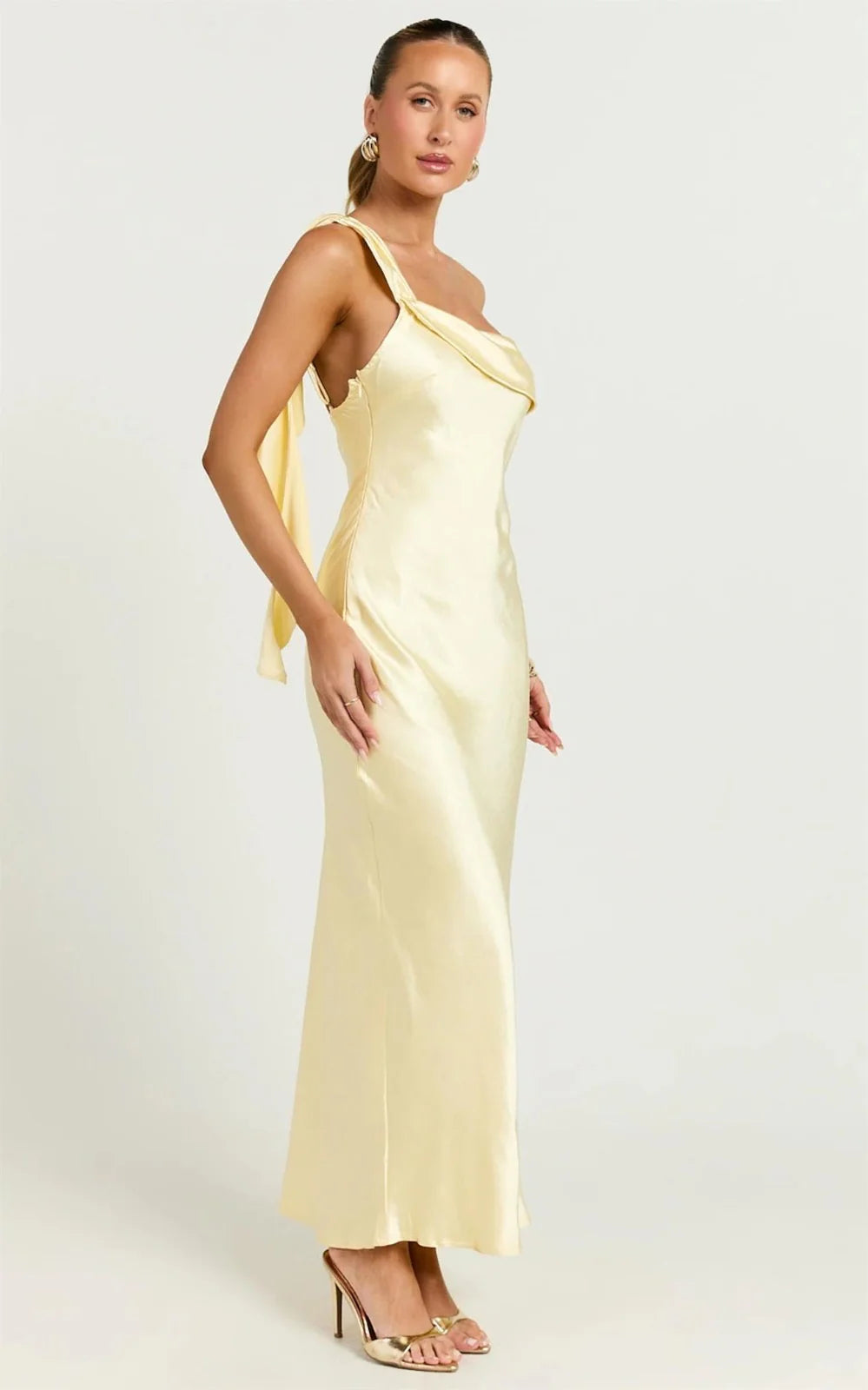 Blaine Maxi Dress Butter Yellow Satin Slip Dress