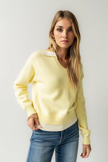 Pattie Collared Sweater in Yellow