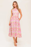 UNDER THE SUN PINK MIDI DRESS WITH POCKETS