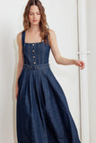 MOONLIGHT SERENADE DARK DENIM MIDI DRESS FINAL SALE