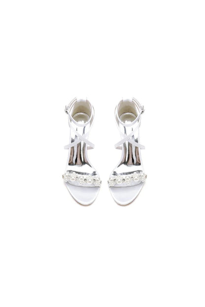 Open Toe Beaded Cross Strap High Heels