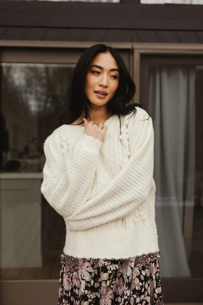 Dakota Cable Knit Sweater in Ivory FINAL SALE