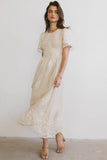 Alora Embroidered Dress in Champagne FINAL SALE