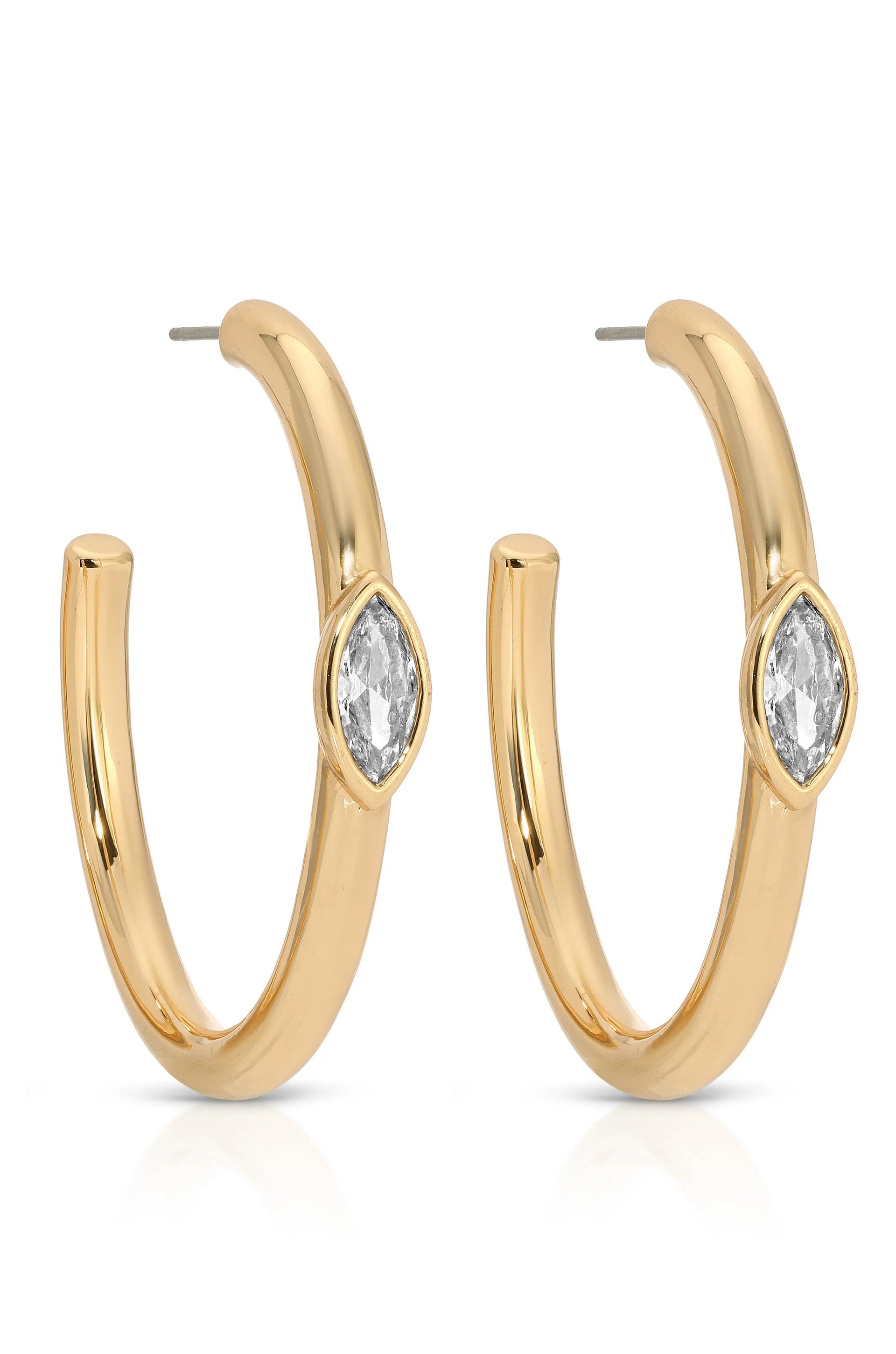 Large Marquise Crystal Hoops