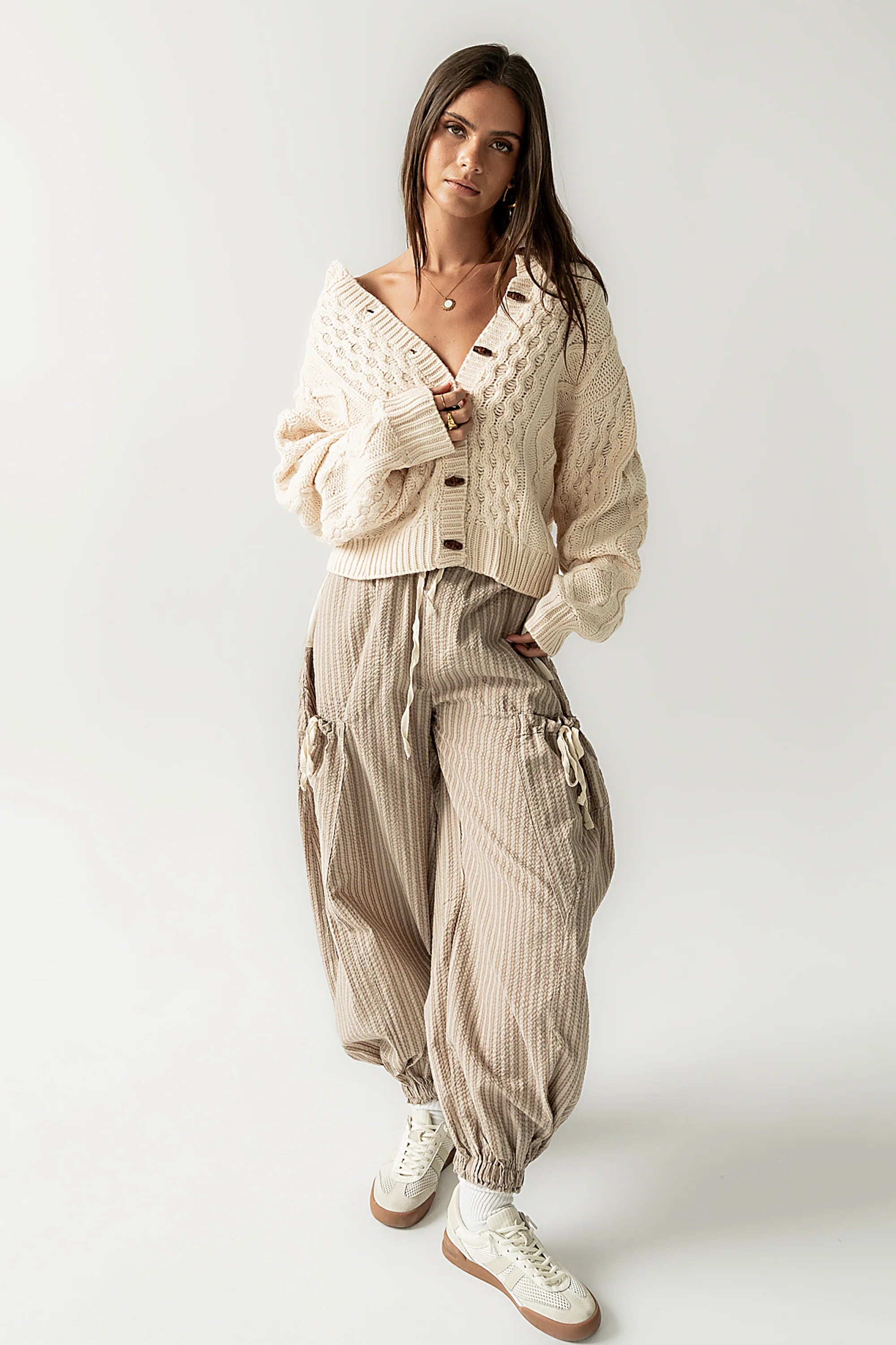 Emory Striped Baggy Pants in Mocha FINAL SALE