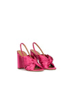 Satin Peep Toe Chunky Heel Outdoor Shoes With Bow Knot