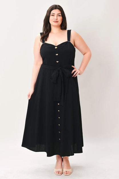 LOVELY NOIR BLACK MIDI DRESS