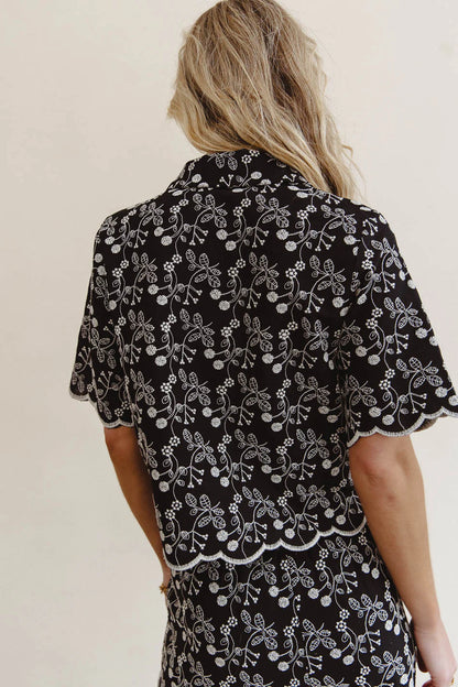 Perrie Floral Button Up in Black FINAL SALE