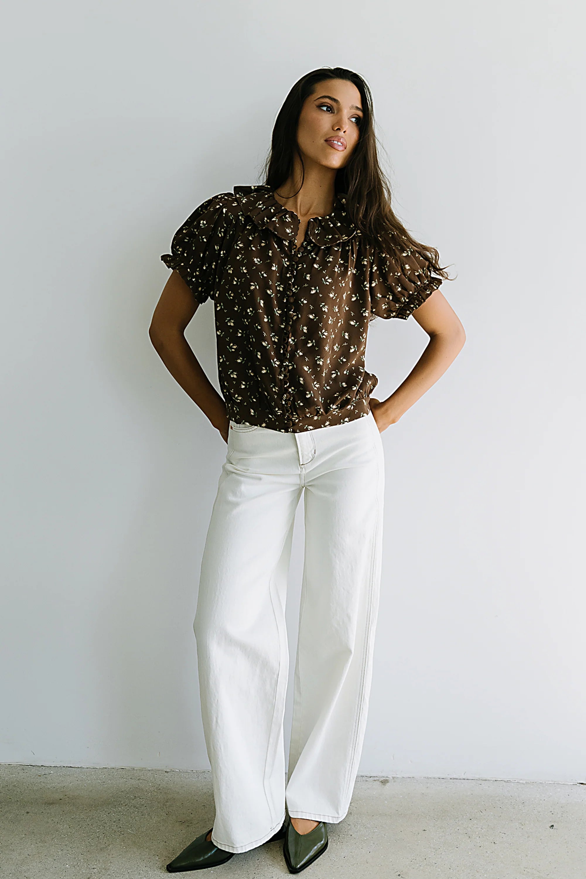 Bennie Collared Blouse in Brown