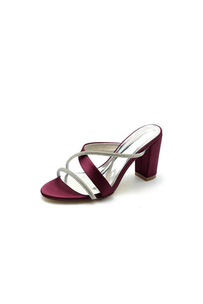 Royal Blue Satin High Heeled Sandals