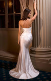 DEANNA GOWN OFF WHITE ASYMMETRICAL STRAPLESS SATIN GOWN