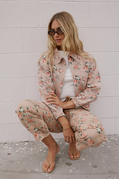 Kellie Floral Bomber Jacket in Vintage Ginger FINAL SALE