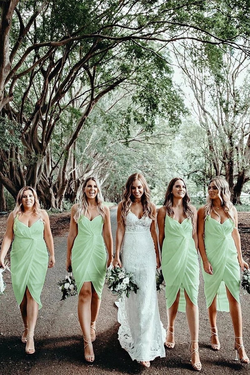 Cheap Sheath Bridesmaid Dresses Chiffon Short Gowns