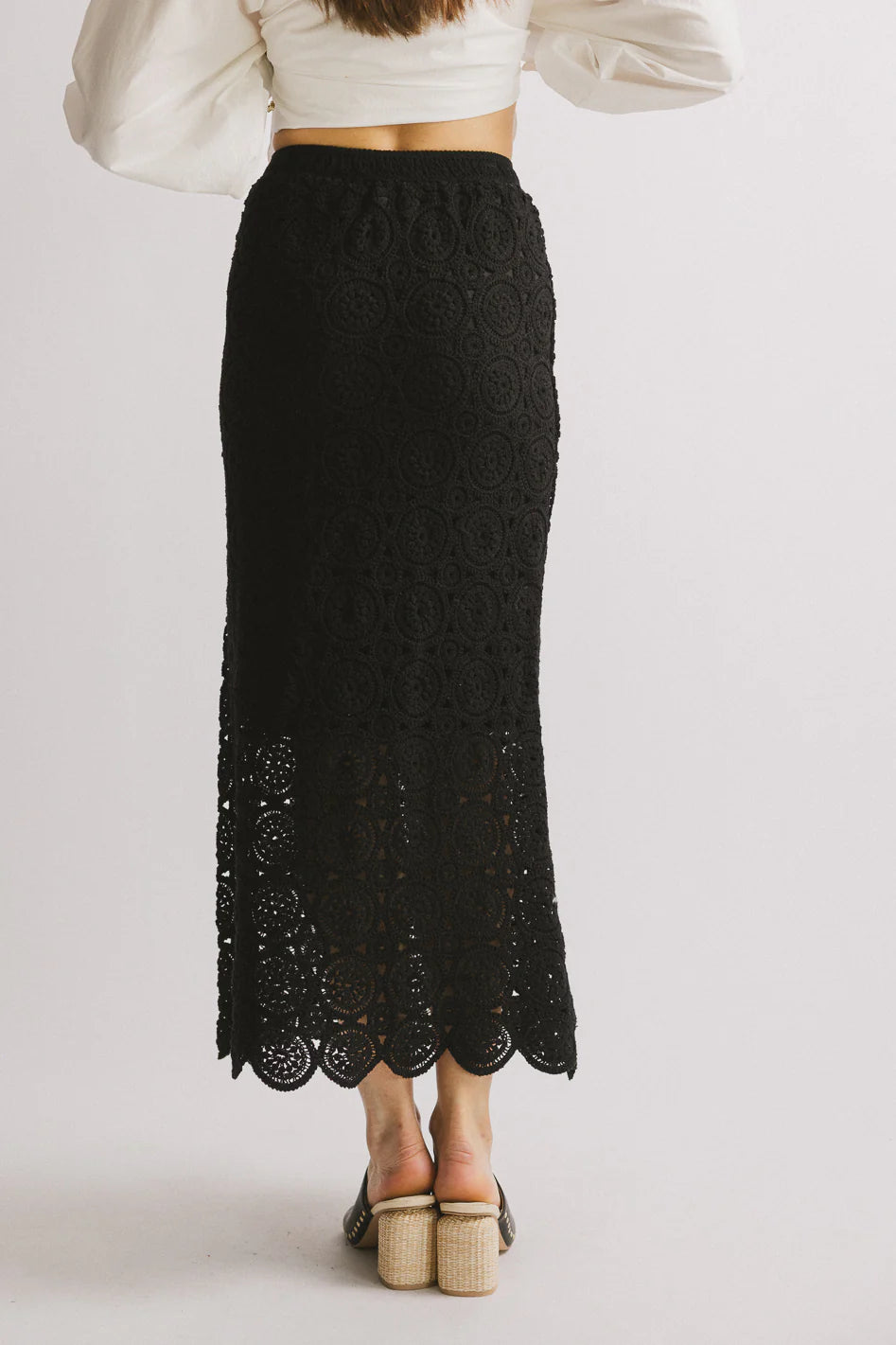Nanet Crocheted Maxi Skirt in Black FINAL SALE