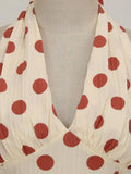 Polka Dots Halter Audrey Hepburn Style 1950S Vintage Dress With Bow Backless