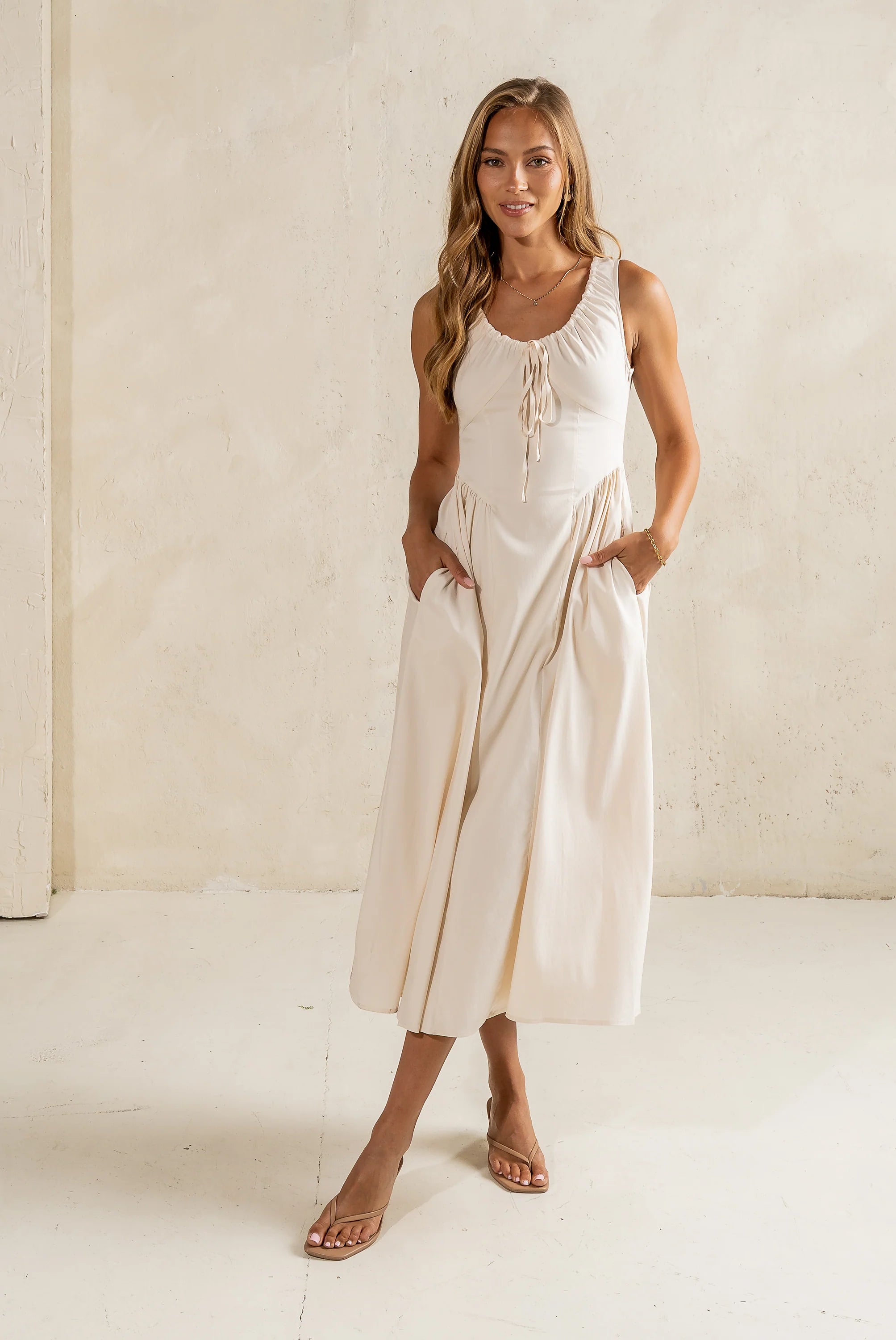 Barrett Midi Dress in Natural FINAL SALE
