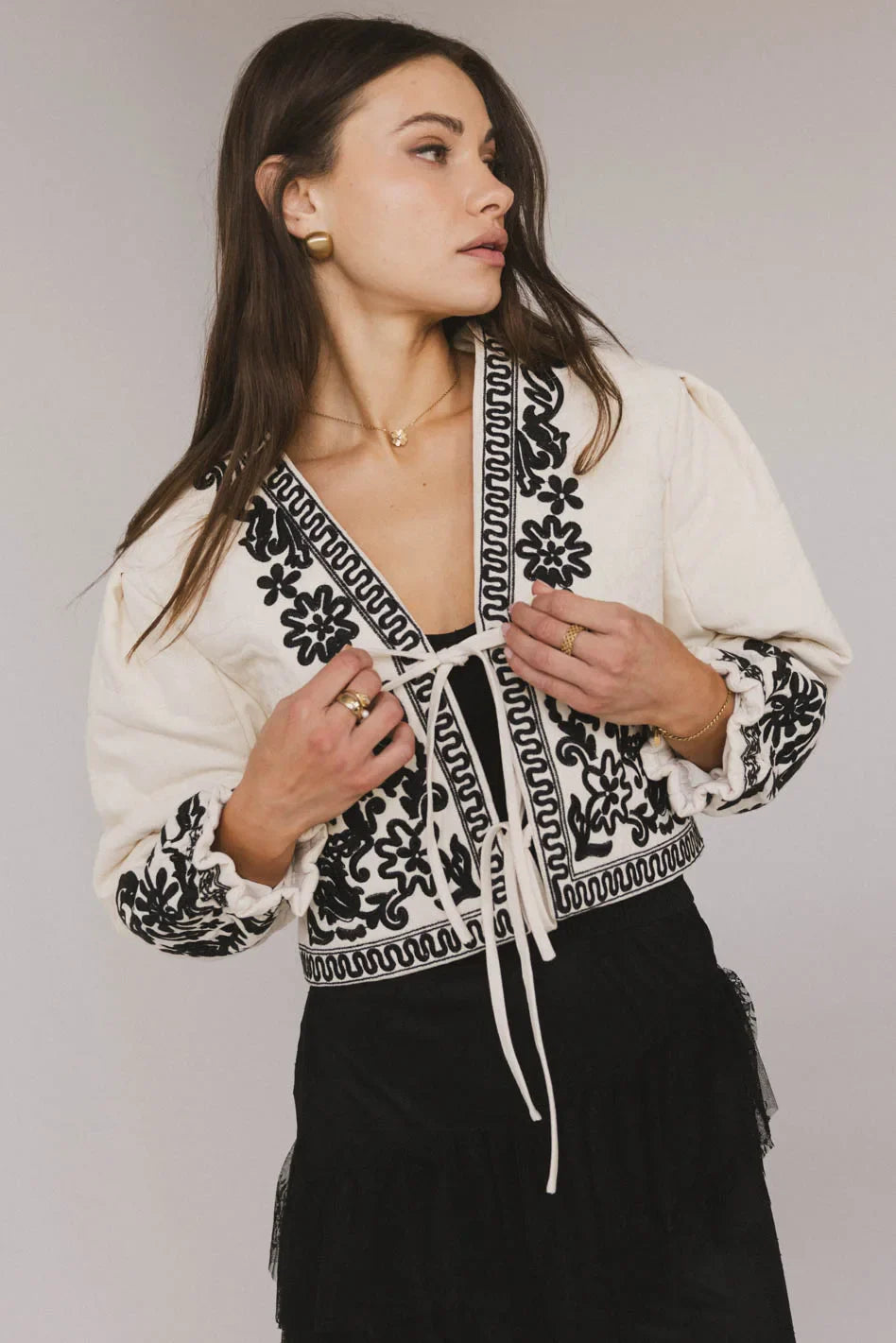 Benja Embroidered Jacket in Ivory FINAL SALE