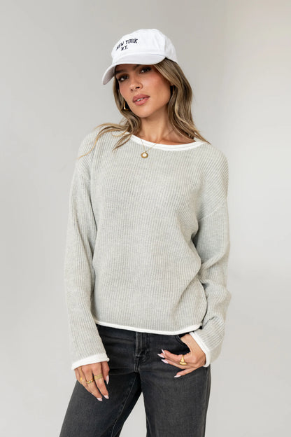 Mandy Contrast Sweater in Grey FINAL SALE