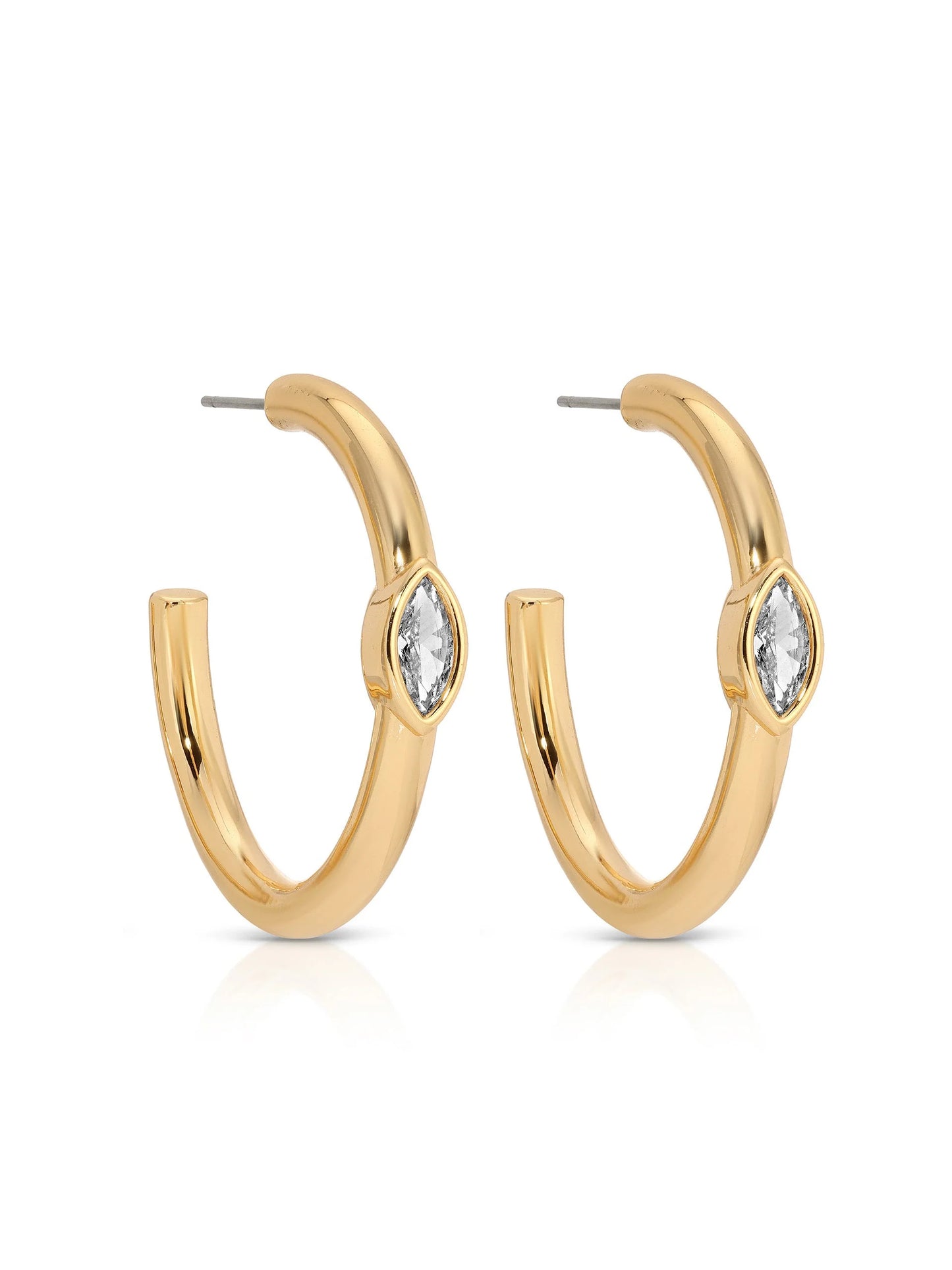 Medium Marquise Crystal Hoops
