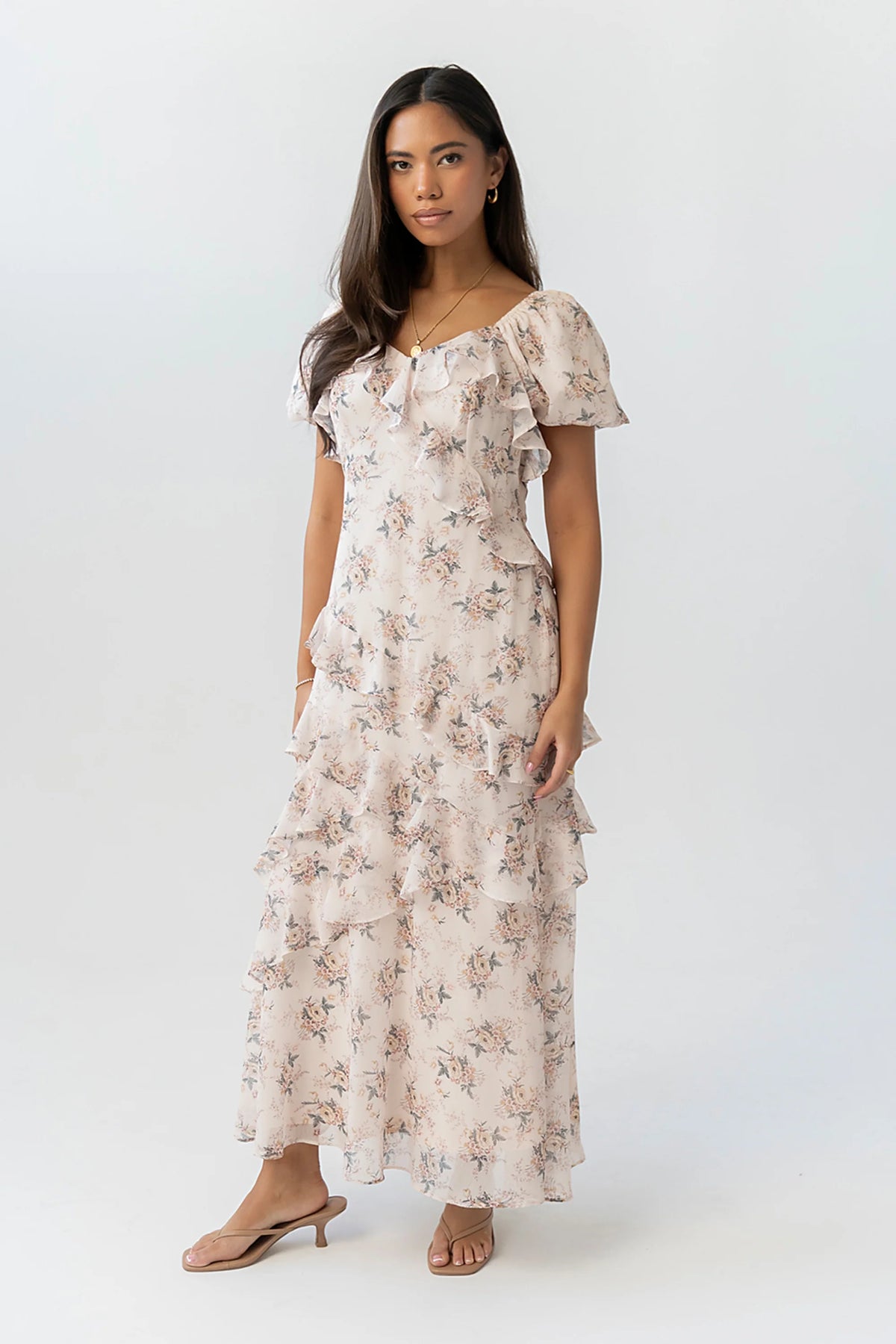 Oakley Ruffle Floral Maxi Dress