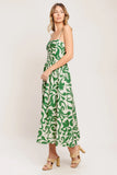 ART NOUVEAU FLORAL GREEN MIDI DRESS