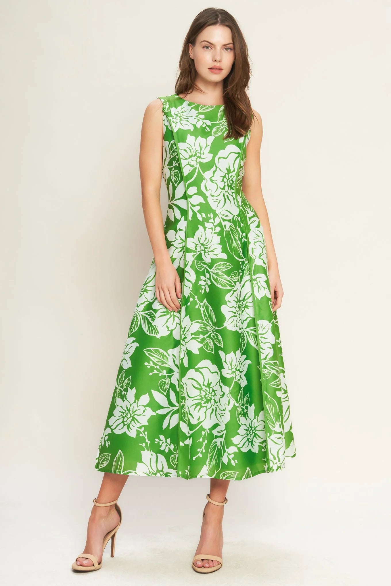 GARDEN GODDESS GREEN MIDI DRESS FINAL SALE