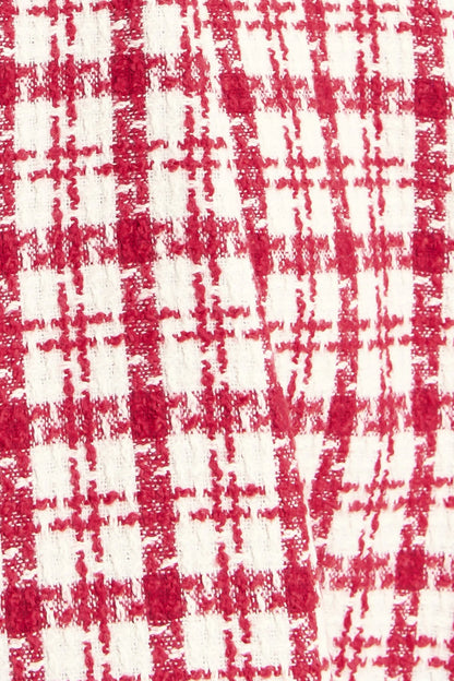RED CHECK TWEED MINI DRESS