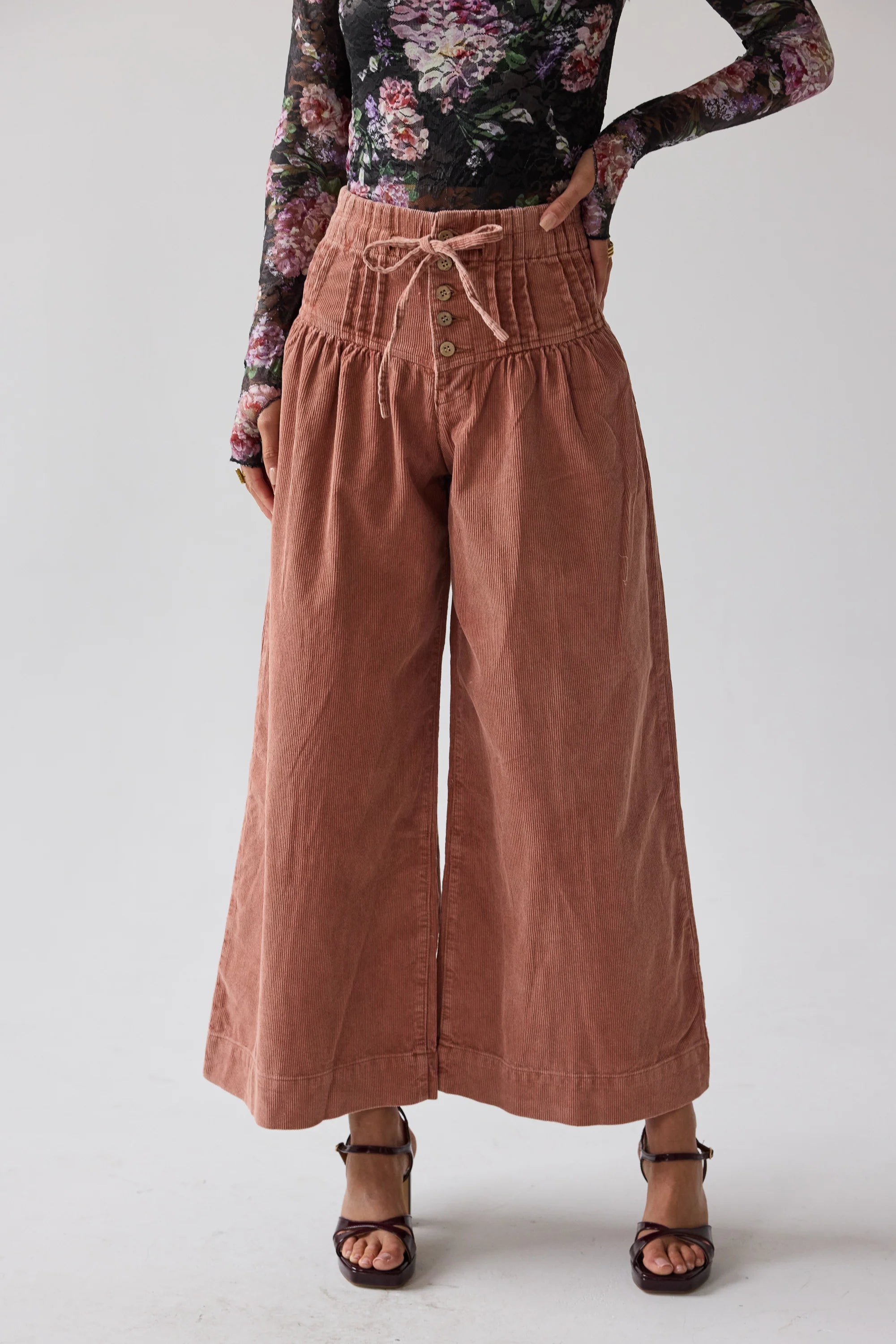 Barkley Corduroy Wide Leg Pants in Rust FINAL SALE
