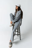 Kourtney Waffle Knit Pants in Grey