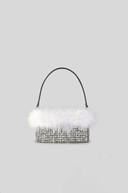 Womens Feather Rhinestones Evening Bagutte Bags