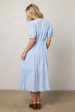 Finey Button Front Maxi Dress in Blue FINAL SALE