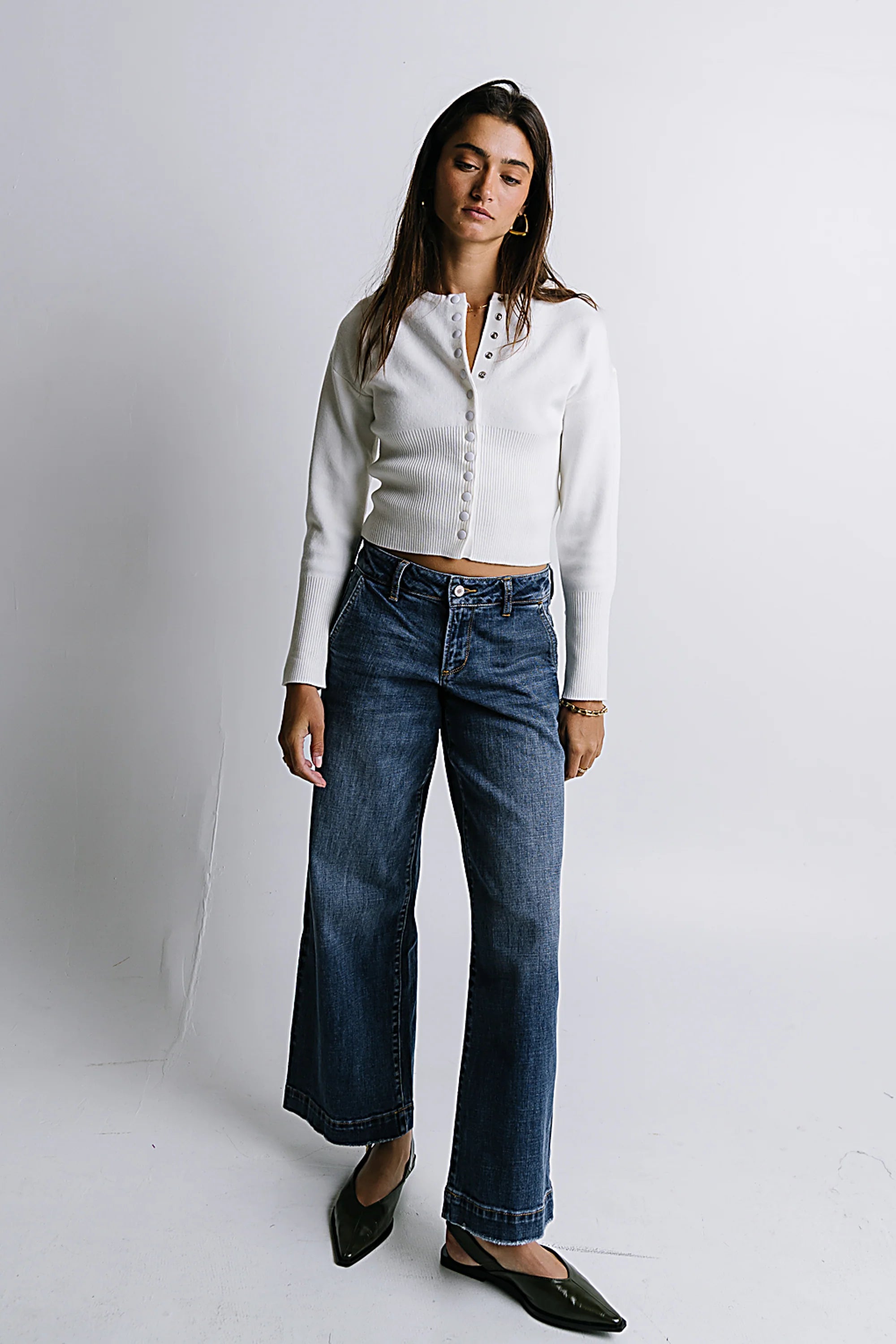 Julia Ribbed Cardigan in Cream