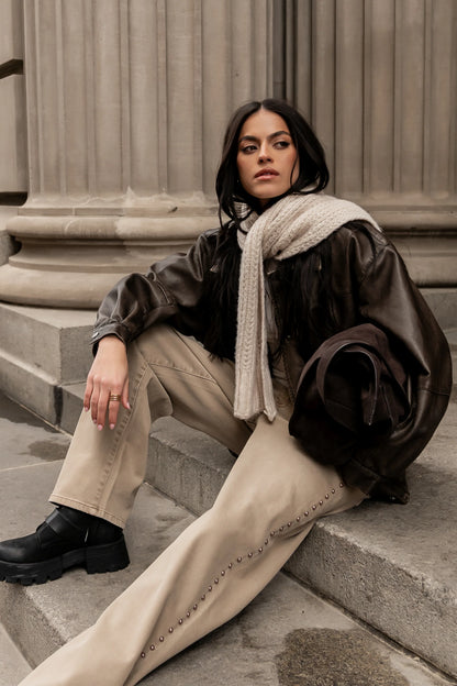 Brecken Vegan Leather Jacket in Brown FINAL SALE
