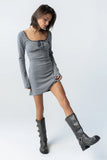 Venice Striped Mini Dress in Heather Grey