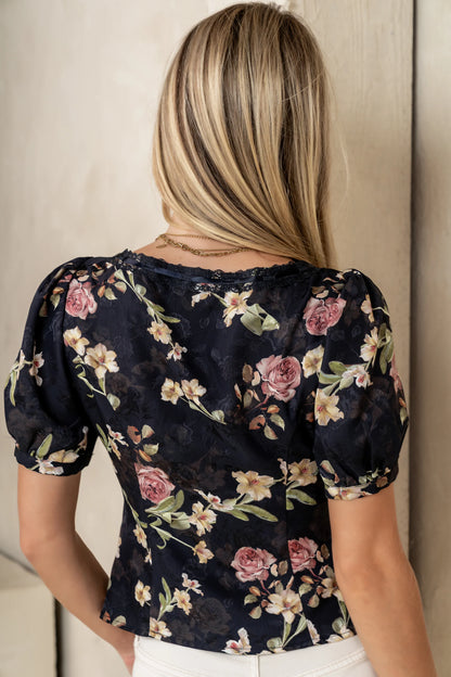 Faith Floral Blouse in Black FINAL SALE