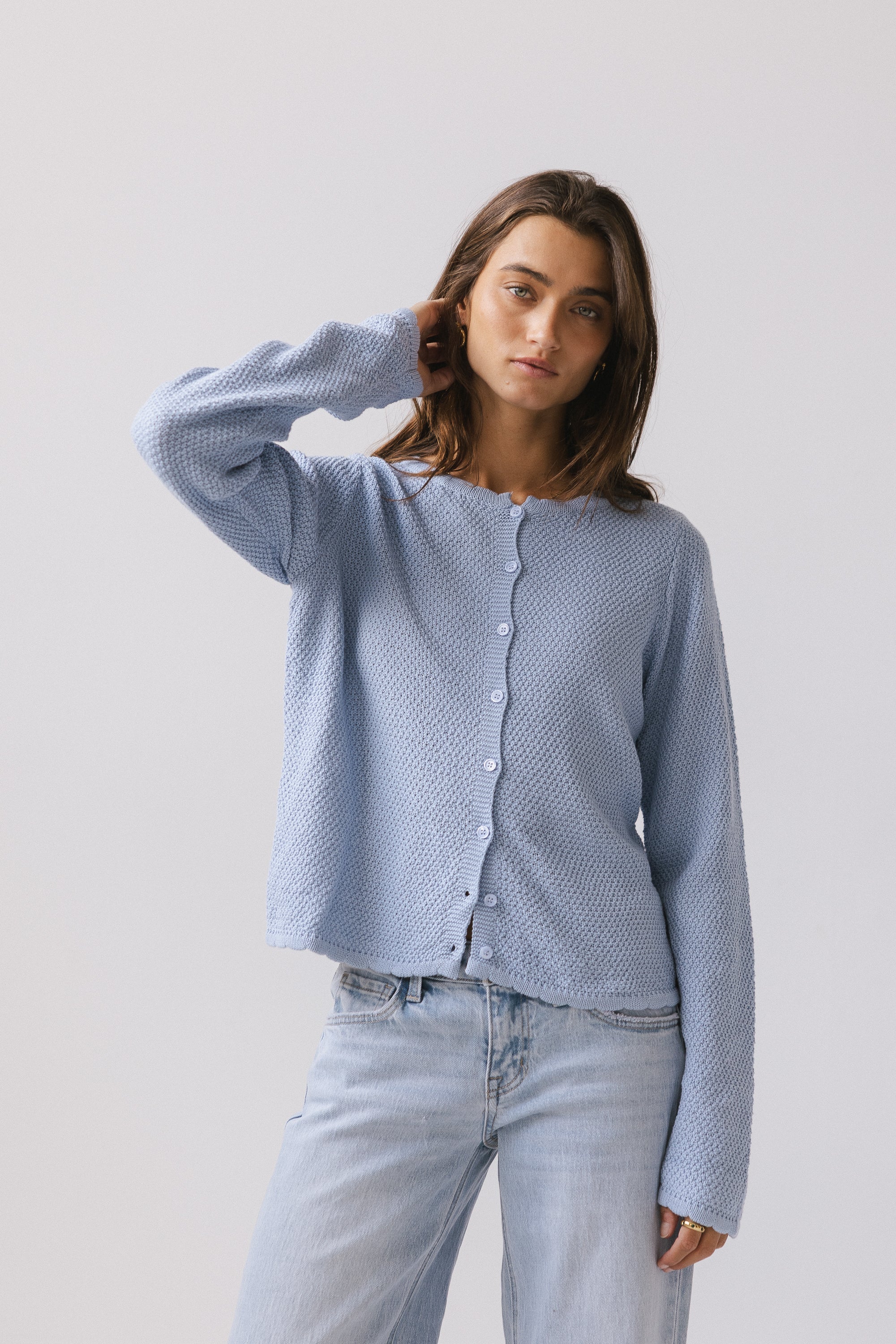Azuline Knit Cardigan in Powder Blue