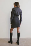 Vale Textured Knit Mini Dress in Charcoal FINAL SALE
