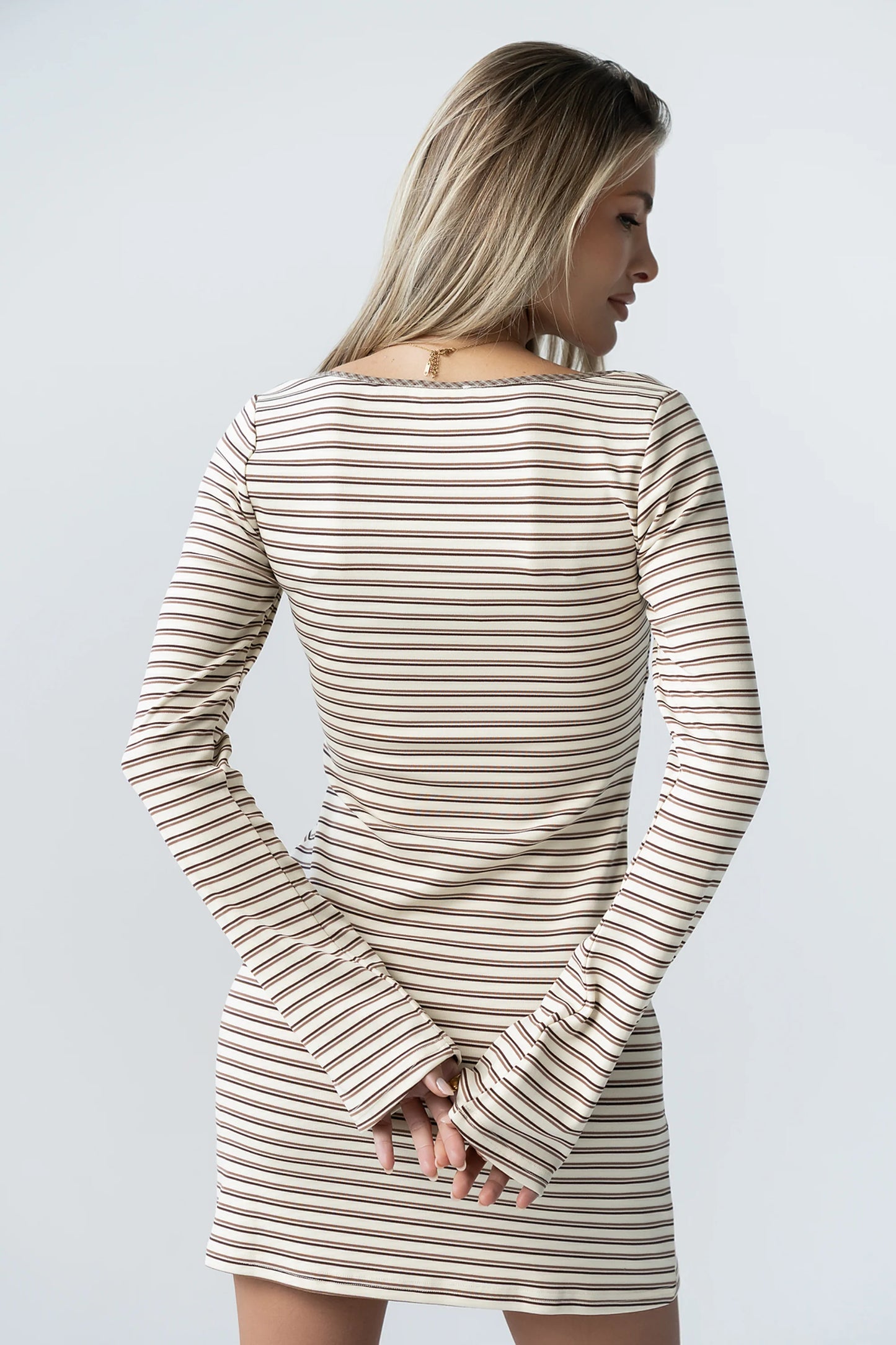Venice Striped Mini Dress in Cream