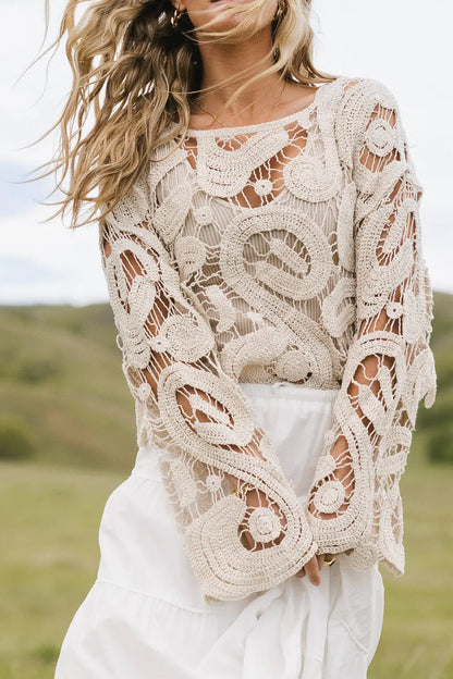 No Worries Crochet Top in Cream