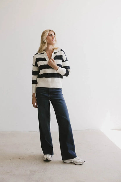 Ozzie Striped Sweater in Navy FINAL SALE