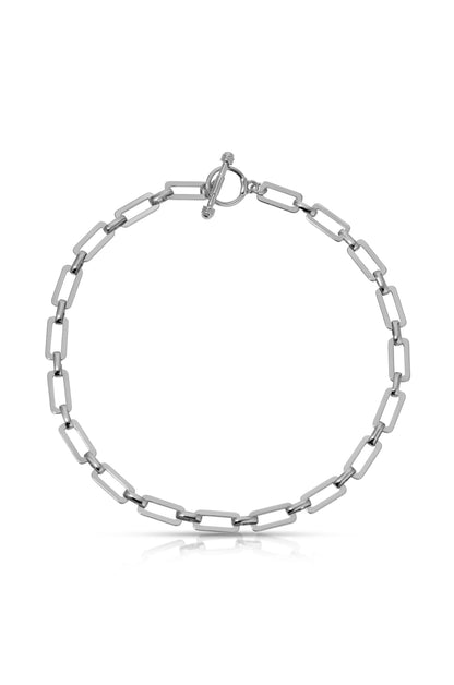 Golden Flat Rectangle Chain Necklace