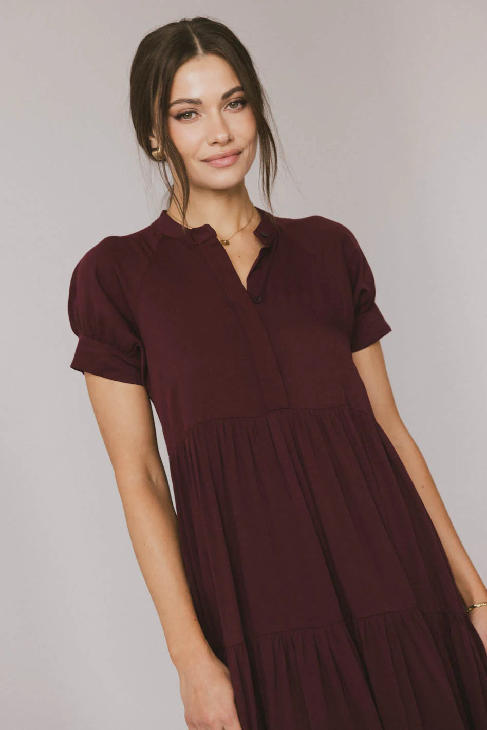 Amanda Tiered Dress in Burgundy FINAL SALE